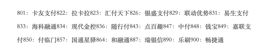 乐刷、畅捷通、嘉联、现代金控、随行付、汇付、和融通等19家支付机构交易民生银行无积分